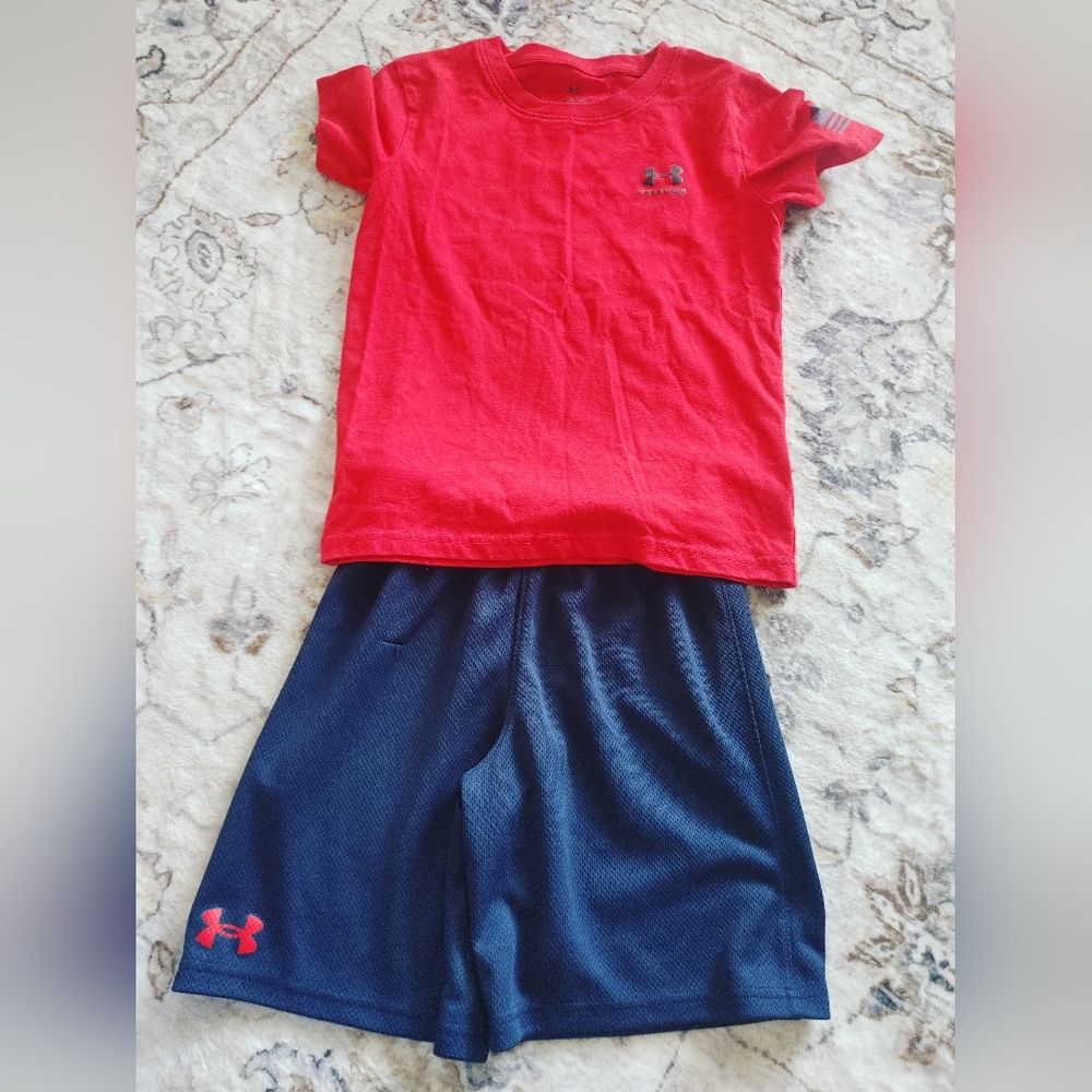 Under Armour Red T-Shirt and Navy Shorts Set